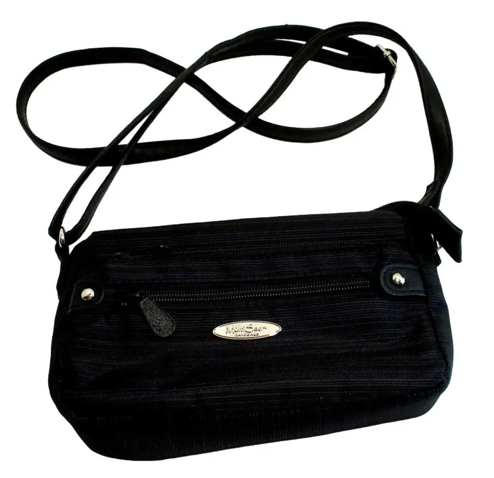 Multi Sac Cross Body Purse Black Zip Pockets Fabric